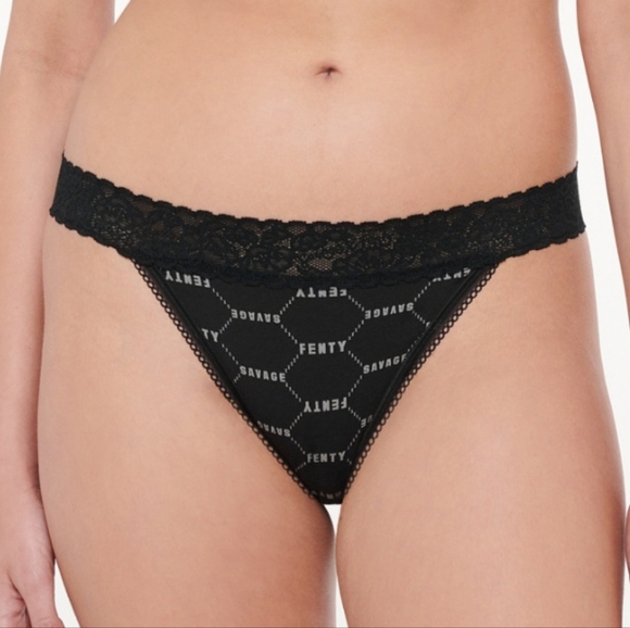 ❤️SAVAGE FENTY COTTON LACE-TRIMMED BIKINI SIZE M - Picture 1 of 6
